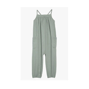 Stem Kids' Organic Cotton Jumpsuit In Green Lilypad Size 5